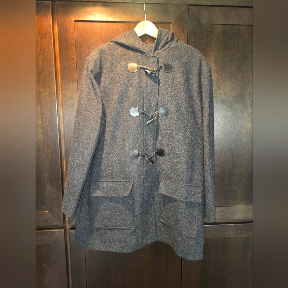 Ladies Hooded Wool Blend Car Coat
